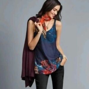 Cabi Floral Spaghetti Strap Flowy Tank Top Size Medium